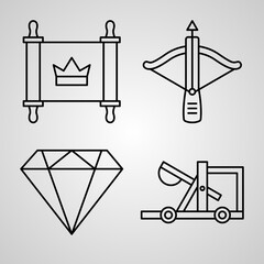 Fototapeta na wymiar Collection of Royalty Symbols in Outline Style