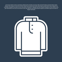 Blue line Shirt kurta icon isolated on blue background. Vector