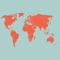 Grunge orange world map,vector design