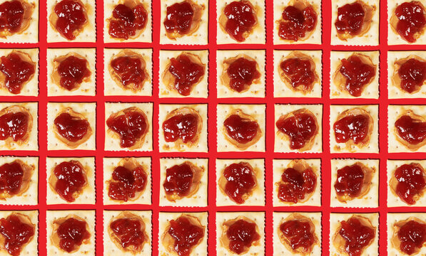 Soda Crackers with Peanut Butter and Jam 