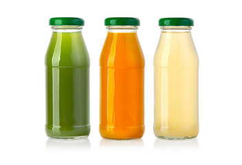 juice in glass bottle isolated on white