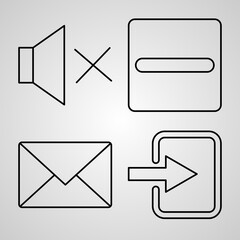 Set of Thin Line Flat Design Icons of UI