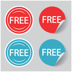 Free Price Tag in red and blue color, icon.