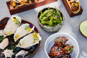 High end fine dining tapas meal