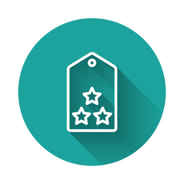recommend clip art: White line Military rank icon isolated with long shadow background. Military badge sign. Green circle button. Vector