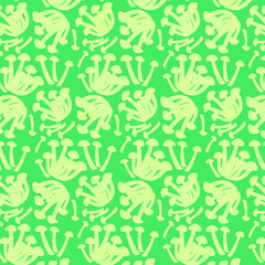 Vector image of mushrooms on a green background. The pattern. Edible mushrooms.

