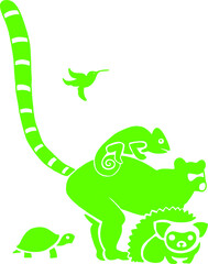 Obraz premium illustration of exotic pets silhouette logo