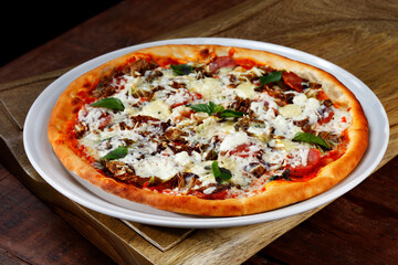 Delicious wood fired pizza at the pizzeria