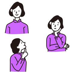 女性の表情ベクターイラストセット