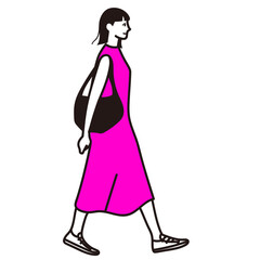Obraz na płótnie Canvas 歩いている女性の横向き全身ベクター