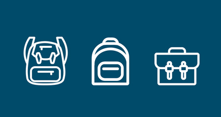 backpack. rucksack. Knapsack. Schoolbag. Sack line icon set. backpack. rucksack. Knapsack. Schoolbag. Sack line icon set.