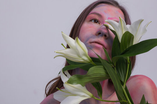 Beautiful woman with flowers