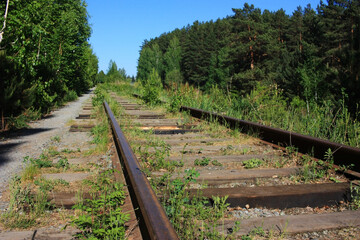 Old abandoned railway in the forest