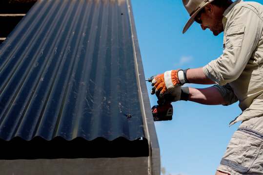 man using powertool