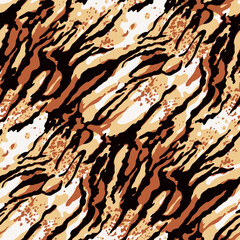 Abstract Tiger skin wild animal background vector seamless pattern