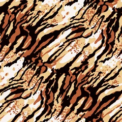 Tapeten Tierhaut Abstraktes nahtloses Muster des wilden Tierhintergrundvektors der Tigerhaut