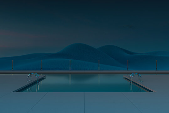 Fantasy luxury pool at night
