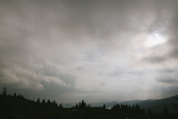 Dark clouds in the mountains
