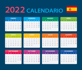 2022 Calendar - vector template graphic illustration - Spanish Version