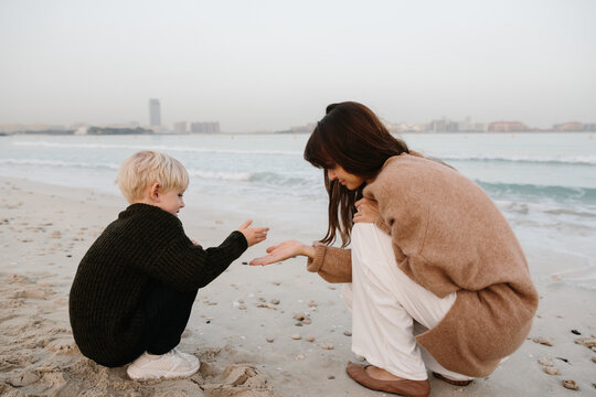 Looking for seashells on the beach
