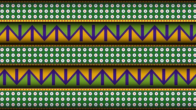Looping animated background in flat style, seamless pattern in Indian folk style