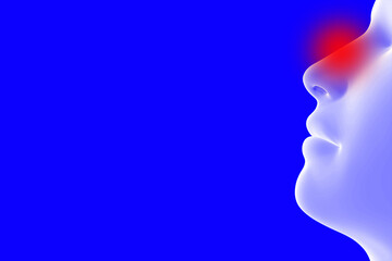 3D illustration of a person breathing comfortably through the nose, concept of relief from hay fever, sinusitis, runny nose and nasal congestion, medical healthcare advertisement
