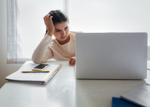 Girl studying at home