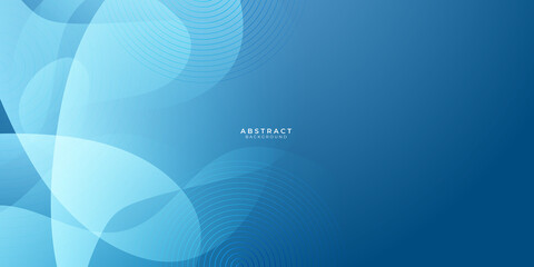 Blue abstract vector business long banner template. Business minimal background with halftone circle frame. Simple blue abstract background with light circles