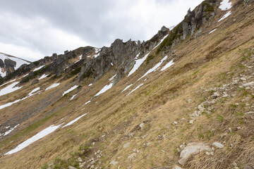 Mountains in summer. Outdoor wonderland or hiking scenery background