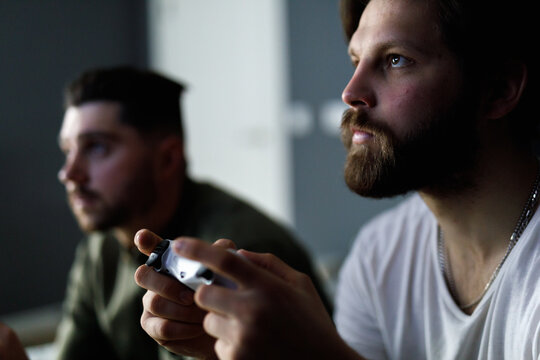 Men with game console