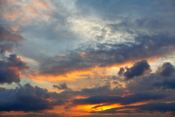  Natural Dramatic Sky with Sunset . Colorful cloudscape in the evening