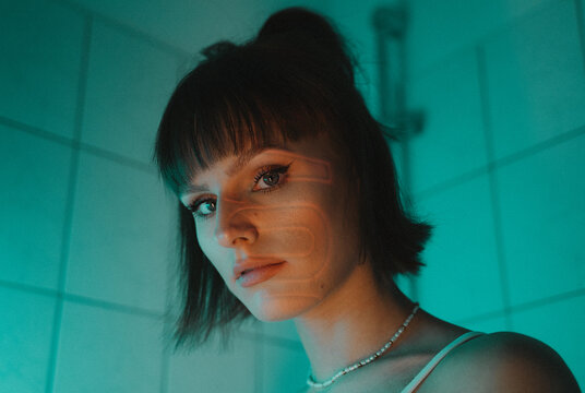 A Woman In A Futuristic Location