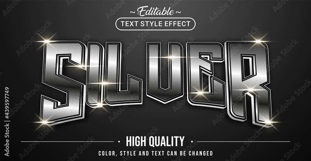 Aufkleber editable text style effect - silver text style theme.