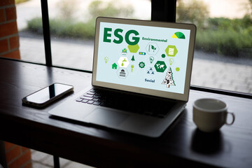 ESG environmental social and governance Sustainable to Businessman strategy ESG.