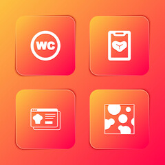 Set Toilet, Restaurant cafe menu, Online ordering and delivery and Cheese icon. Vector