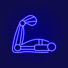 Muscular arm with exoskeleton outline icon. Cyberpunk idea. High tech technology