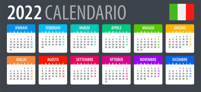 2022 Calendar - vector template graphic illustration - Italian version.