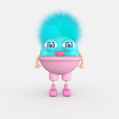 Naklejka premium Cartoon monster with Wall Background. 3D illustration, 3D rendering 