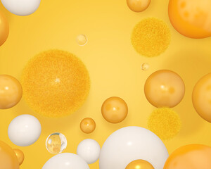 Colorful Bunch of Birthday 3D Balloons Flying for Party in room. 3D illustration, 3D rendering	
