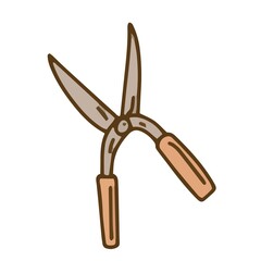 secateurs Gardening vegetable garden garden doodle set sketch, vector graphic hand drawn illustration. Print textile vintage clipart many elements separately on a white background harvest hobby 