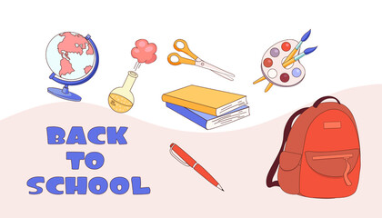 Set of school supplies icon vector art