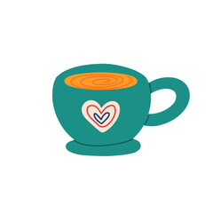 cute mug with cappuccino. Vector illustration