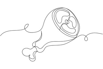 Continuous one line of piece of meat in silhouette on a white background. Linear stylized.Minimalist.