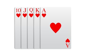 Casino and poker combined with a Royal Flush combination. Vector illustration in a realistic style.