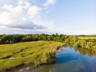 Fototapeta na wymiar Karas river in Vojvodina. Aerial photography. 