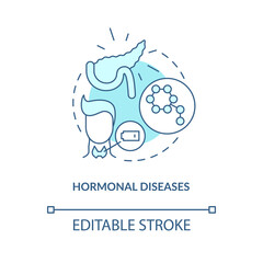 Hormonal diseases concept icon. Problems in human health. Medicine for treatment. Medical help abstract idea thin line illustration. Vector isolated outline color drawing. Editable stroke