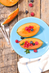 melon slice with berries fruits