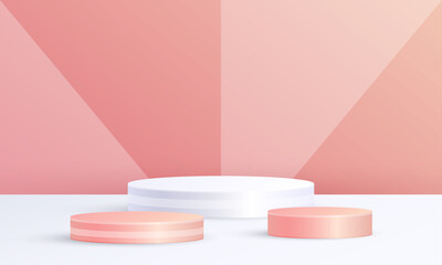 Minimal 3D scene product display circle podium geometric background orange color