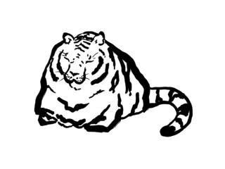 寝ている虎のイラスト