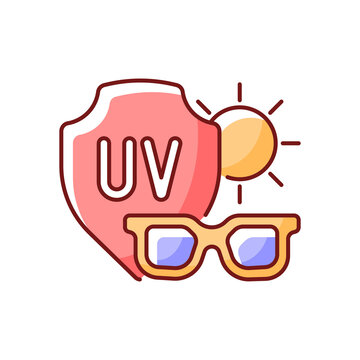 recommend clip art: Sunglasses RGB color icon. Glasses for eye protection from UV rays. Preventing sun exposure and ultraviolet damage during heat. Isolated vector illustration. Heat stroke simple filled line drawing